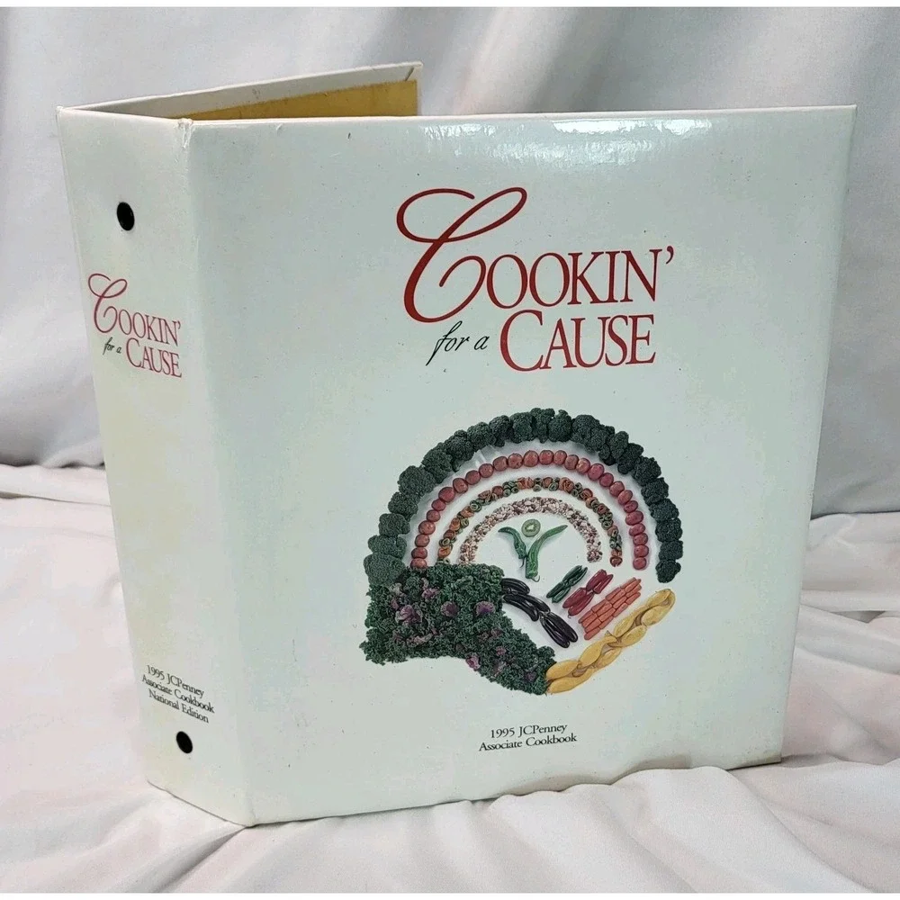 Cookin' For A Cause VTG 1995 JCPenney Associate Cookbook Binder Tabbed